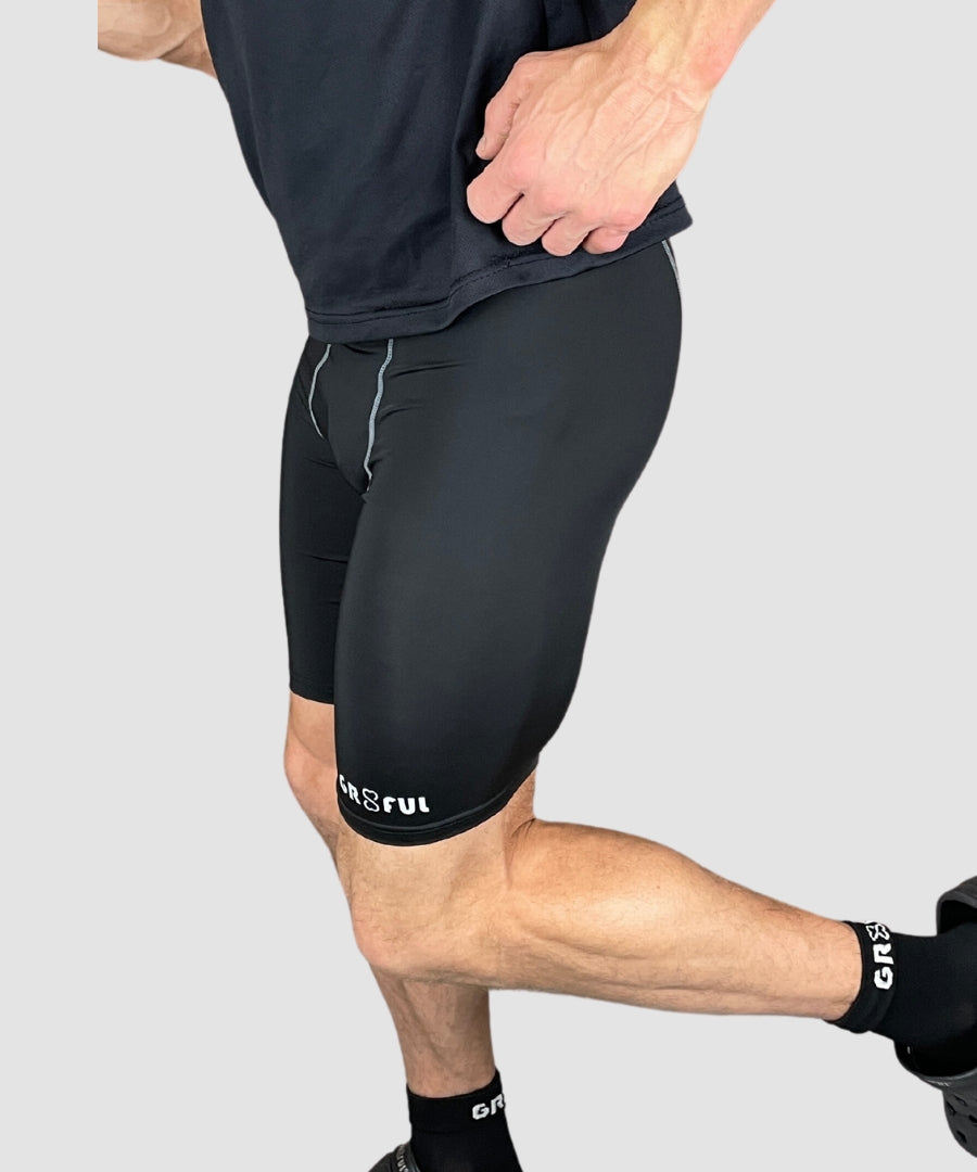 Black mens compression shorts